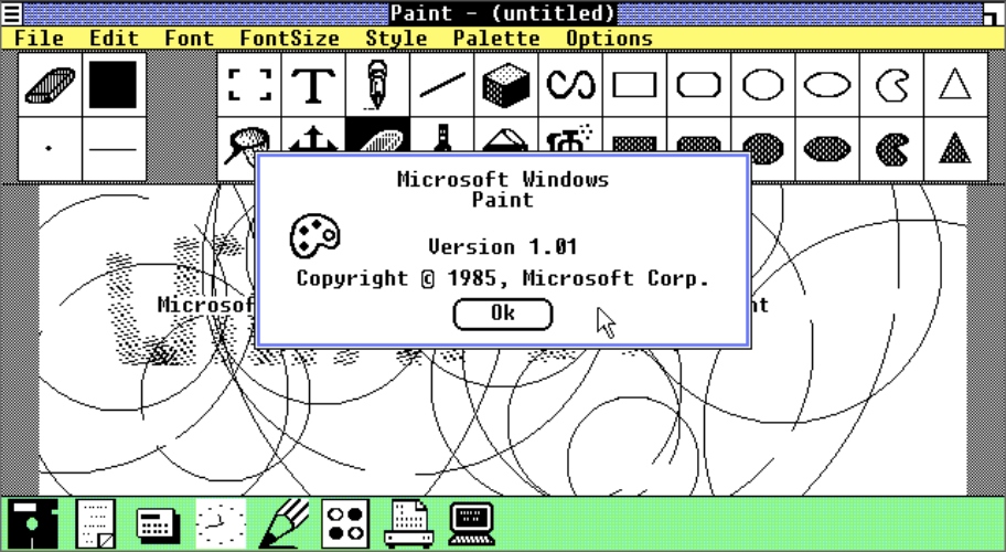 Microsoft Paint Appバージョン1.01をプレビューするスクリーンショット