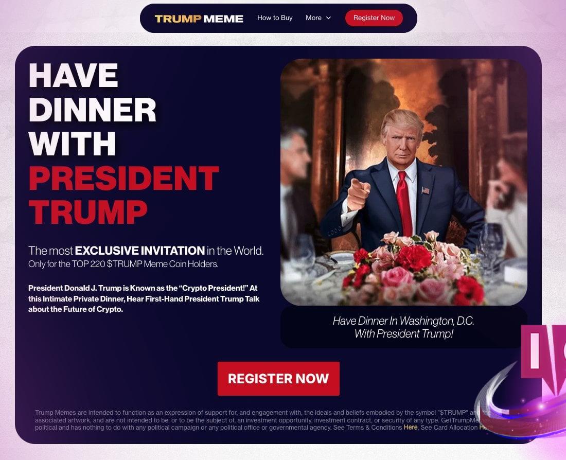 米国政府、トランプ meme コインの論争に関連するウェブサイトを登録