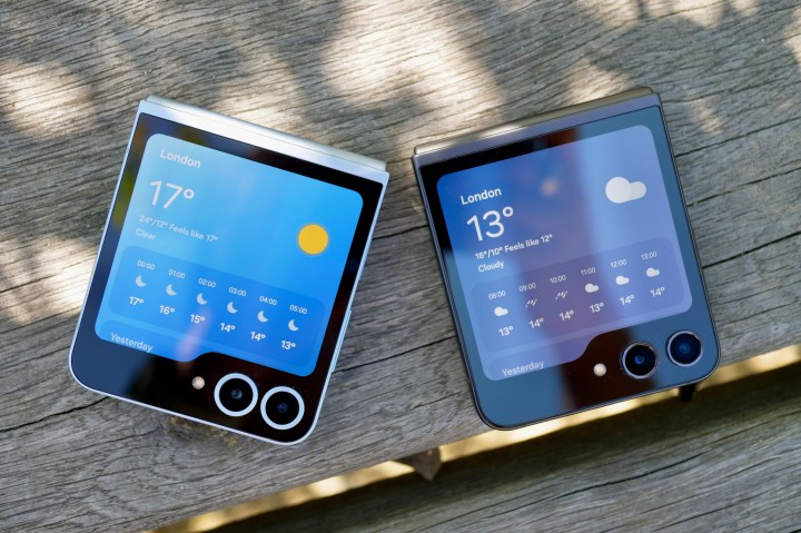 Samsung Galaxy Z Flip 6とGalaxy Z Flip 5の天気アプリ。