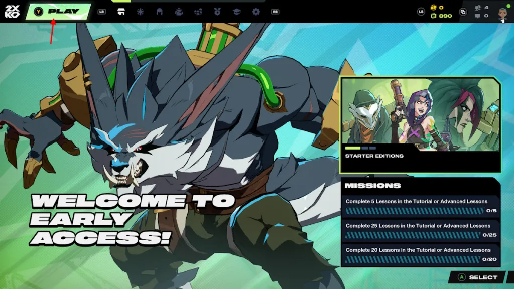 2XKO Play button main menu