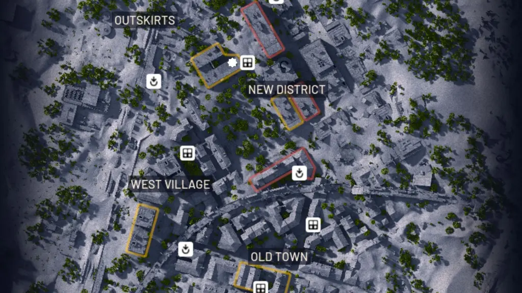 Buried Cityの地図にマークされたライブラリの位置。