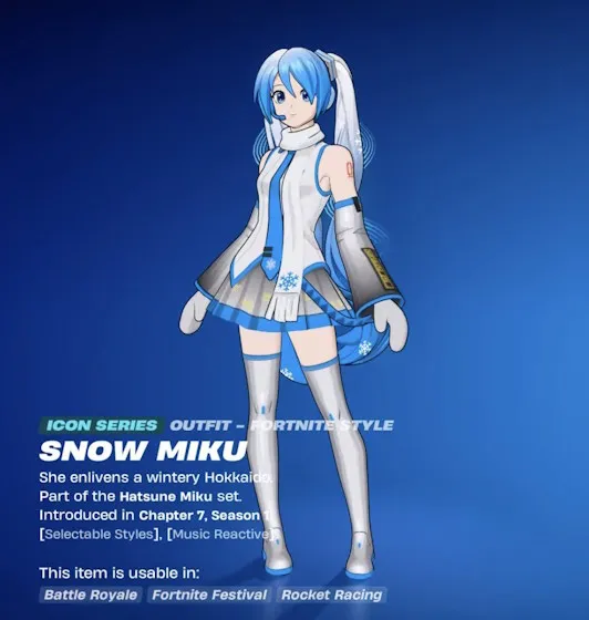 フォートナイトのショップにいるスノー初音ミク