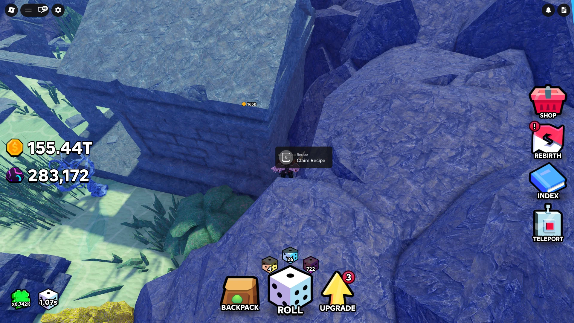 Location of the crafting recipe in the Atlantis zone of Slime RNG Roblox experience.
