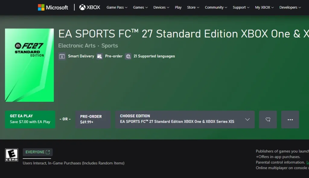 EA FC 27 Xbox pre-order