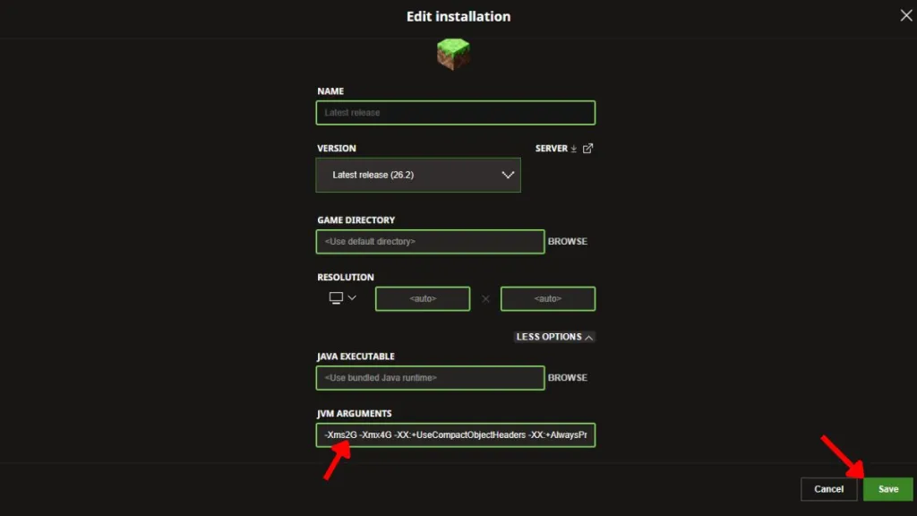 公式ランチャーでMinecraftにRAMを割り当てる方法