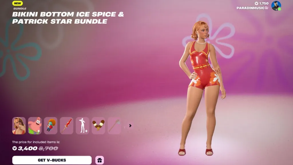 Fortnite アイテムショップの Bikini Bottom Ice Spice & Patrick Star Bundle
